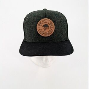 Short's Brewing Company Hat Olive Green Black Tweed Flat Bill Snapback‎ Cap